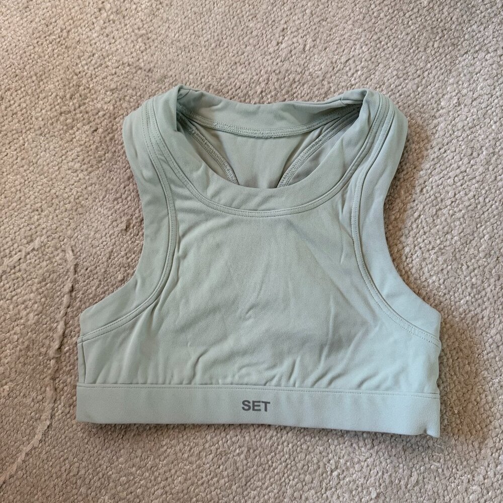 SET Active Sports Bra XS Sage Green High Neck